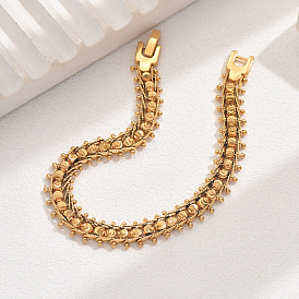 Retro Hip-hop Brass Fishbone Fashionable Ladies Daily Round Link Chain Bracelets for Women