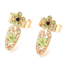 Alloy Women Fingernail Rings, with Acrylic Rhinestone, Nail Cover Ring Nail Art Charm Flower Finger Decoration