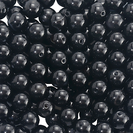 120шт. бусины из натурального черного оникса, класса AB, круглые, окрашенная и подогревом