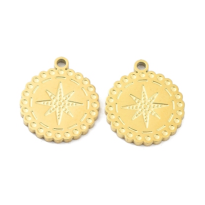 Ионное покрытие (ip) 316l подвески из хирургической нержавеющей стали, без никеля , плоский круглый с шармом в виде звезды