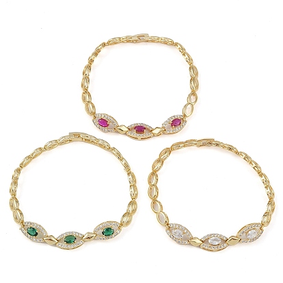 Браслет-цепочка с овальными звеньями и кубическим цирконием, стеллаж для латунных украшений для женщин, долговечный, без свинца и без кадмия, реальный 18 k позолоченный