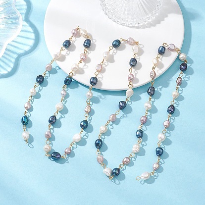 Самородки, натуральный культивированный пресноводный жемчуг, цепочки из бисера ручной работы, с 304 фурнитурой из нержавеющей стали, несварные