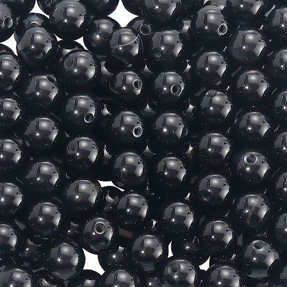 120шт. бусины из натурального черного оникса, класса AB, круглые, окрашенная и подогревом