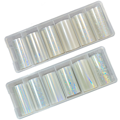 12 рулоны 2 стили фольга для ногтей ПЭТ Аврора цветочная переводная бумага, стикеры наклейки для ногтей