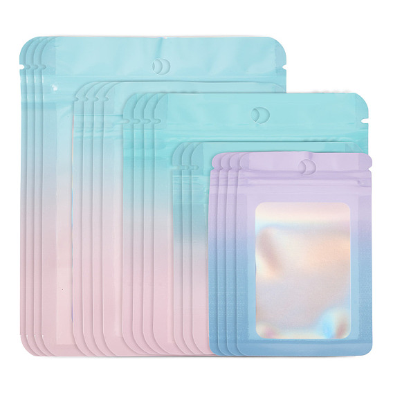 50 шт. 5 стили прямоугольные блестящие голографические пакеты из ПВХ с застежкой-молнией, многоразовые упаковочные пакеты, мешок с самоуплотнением
