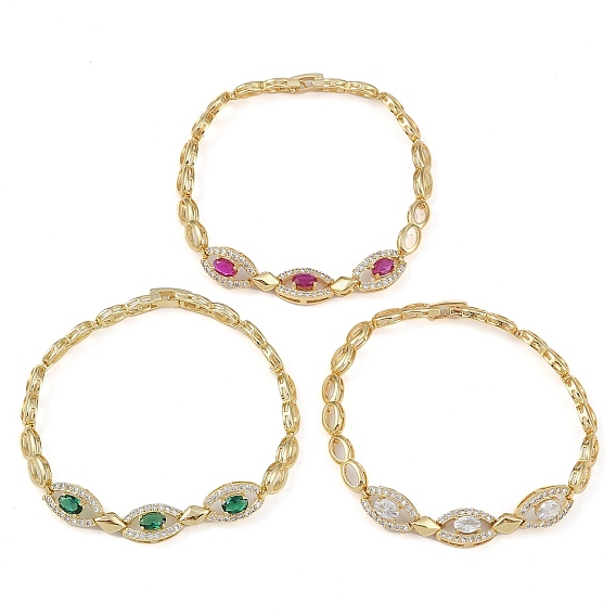 Браслет-цепочка с овальными звеньями и кубическим цирконием, стеллаж для латунных украшений для женщин, долговечный, без свинца и без кадмия, реальный 18 k позолоченный