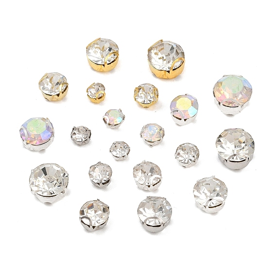 Плоские круглые пришивные бусины-монти со стразами, с 201 зубцами из нержавеющей стали, аксессуары для одежды