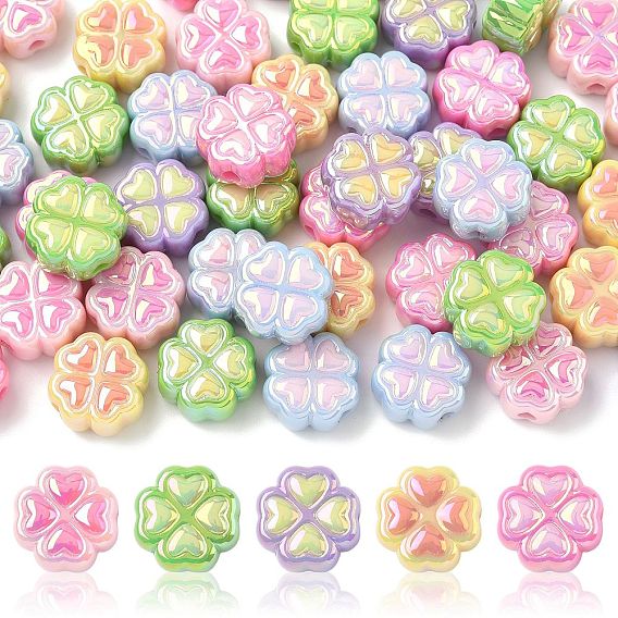 50 шт. непрозрачные акриловые бусины с УФ-покрытием, два тона, клевер