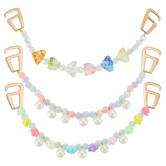 6 шт. 3 стили конфетной серии акриловые цепочки для ботинок, с пластиковыми пряжками для обувных ремешков