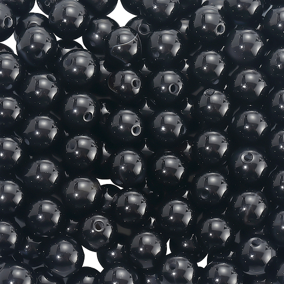 120шт. бусины из натурального черного оникса, класса AB, круглые, окрашенная и подогревом