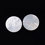 Natural White Shell Cabochons, Religion, Flat Round with Saint Benedict