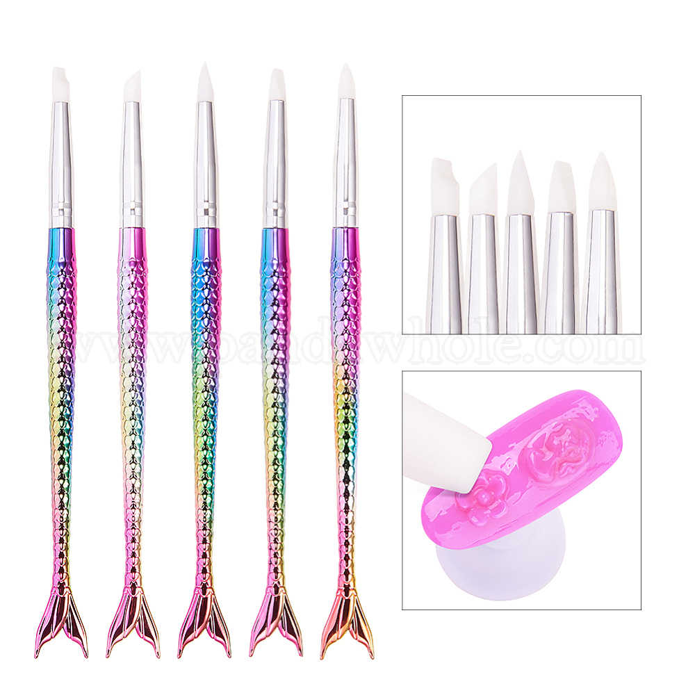 China Factory Silicone Nail Art Sculpture Pen Brushes, Soft Silicone