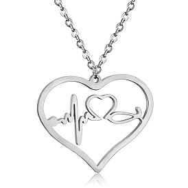 Ожерелья shegrace с подвесками из нержавеющей стали, с когтями омара застежками и кабельных цепей, сердце с сердечным приступом