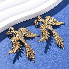 304 серьги-гвоздики из нержавеющей стали с фениксом, ионное покрытие (ip)