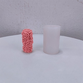 Valentine's Day Theme DIY Candle Food Grade Silicone Molds, Handmade Soap Mold, Mousse Chocolate Cake Mold, Column with Flower