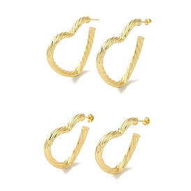 Rack Plating Twist Heart Brass Stud Earrings for Women, Cadmium Free & Lead Free, Long-Lasting Plated