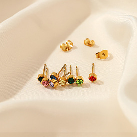 Chic December Birthstone Crystal Stud Earrings for Women in Minimalist Style
