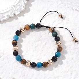 Браслеты из плетеного бисера с натуральными и синтетическими бусинами из смешанных драгоценных камней для женщин и мужчин, круглые