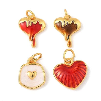 Латунь эмаль подвески, сердце прелести, долговечный, без свинца и без кадмия, реальный 24 k позолоченный, с целью перехода в кольце