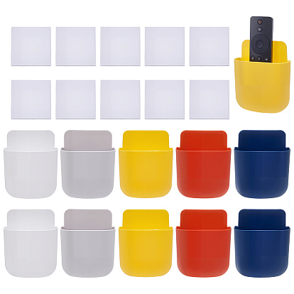 10Sets 5 Colors Plastic Wall-mounted Remote Control Storage Box, Rectangle