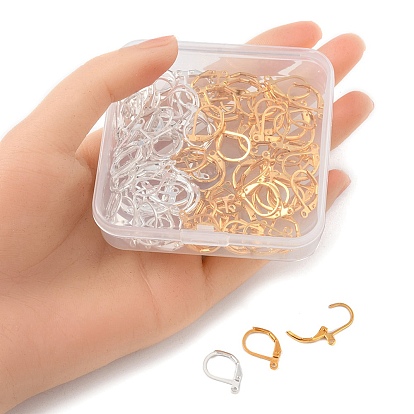 100Pcs 2 Colors Brass Leverback Earring Findings, with Horizontal Loops, Lead Free and Cadmium Free