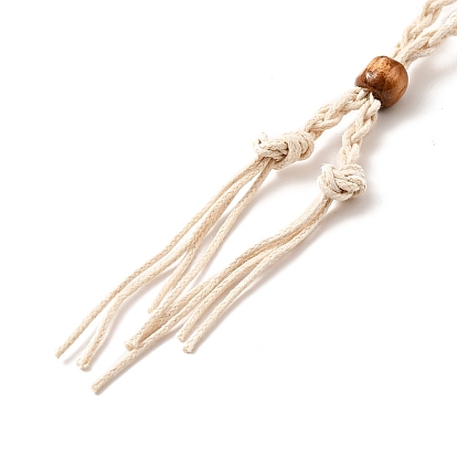 Braided Wax Rope Cord Macrame Pouch Necklace Making, Adjustable Wood Beads Interchangeable Stone Necklace