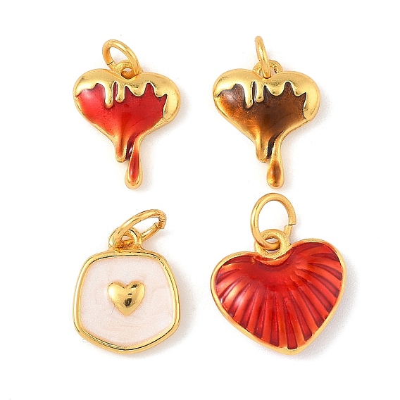 Латунь эмаль подвески, сердце прелести, долговечный, без свинца и без кадмия, реальный 24 k позолоченный, с целью перехода в кольце
