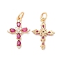 Brass Glass Pendants, Cross Charms
