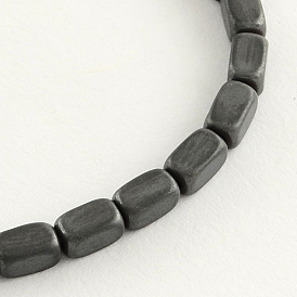 Non-magnetic Synthetic Hematite Bead Strands, Matte Style, Cuboid, Black