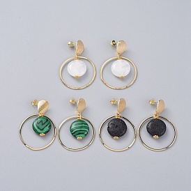 Pendientes colgantes de piedras preciosas, con cuentas de aleación de margaritas espaciadoras, anillos de bronce que une, hallazgos de espárragos y tuercas