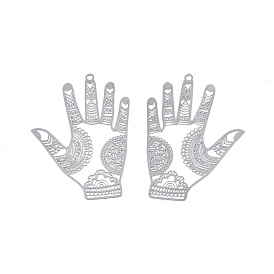 201 Stainless Steel Pendants, Etched Metal Embellishments, Palm