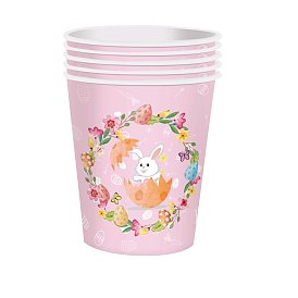 Easter Theme Disposable Paper Cups, for Party Festival Home Decorations, Easter Egg with Rabbit