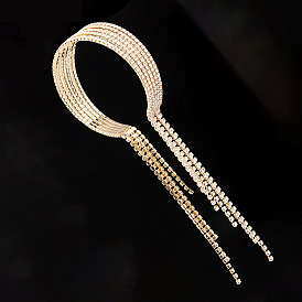 Sparkling Starry Diamond Wire Bangle with Tassel for Women's Fashion Statement - B260