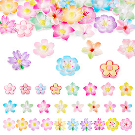 70 шт. 7 стили непрозрачной смолы, эмалированные кабошоны, цветок, два тона