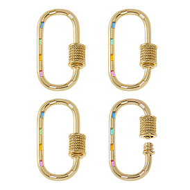 4шт. латунные микрофибровые подвески с винтовым карабином и замком, для изготовления ожерелий, долговечный, овальные, реальный 18 k позолоченный, без кадмия, без никеля и без свинца