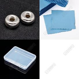 20piezas rondelle 925 cuentas espaciadoras de plata esterlina, con tela de gamuza cuadrada paño de pulido plateado