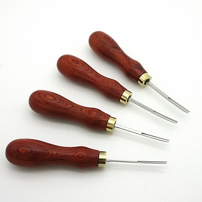 Stainless Steel Leather Edge Beveler Skiving, with Sandalwood Handle, Keen Edger Cutting Beveling Tool, for DIY Leather Craft