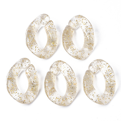 Transparent Acrylic Linking Rings, with Glitter Powder, Quick Link Connectors, For Jewelry Curb Chains Making, Twist