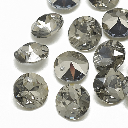 K9 Glass Rhinestone Charms, Faceted, Flat Round