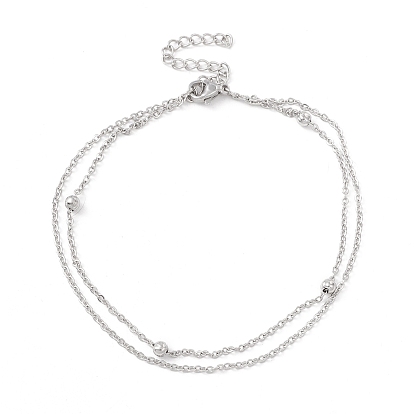 304 Stainless Steel Double Chains Multi-strand Anklet for Women