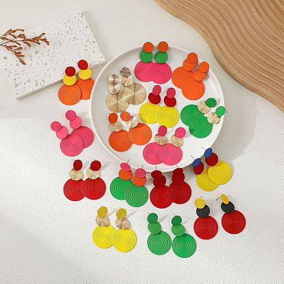 3-круглые серьги-гвоздики из сплава, золотые