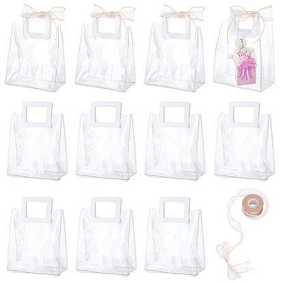 15 шт. подарочные пакеты из ПВХ ко Дню святого Валентина, с ручкой, прямоугольные, с 1 отделкой из рулонного полиэстерового кружева