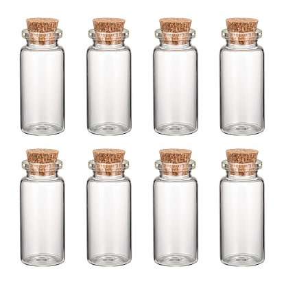Glass Jar Bead Containers, with Cork Stopper, Wishing Bottle, Clear, 22x62mm