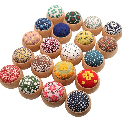 Flower Pattern Round Sewing Pin Cushions Embroidery Kits with Instruction for Beginners, Needlework Starter Kits, Art Craft Handy Sewing Set