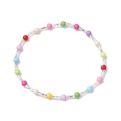 4mm Round Glass Seed Beaded Stretch Bracelets for Women