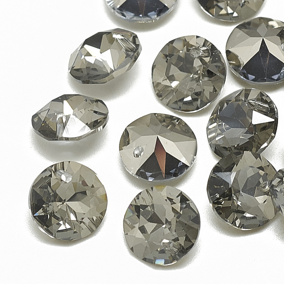 K9 Glass Rhinestone Charms, Faceted, Flat Round