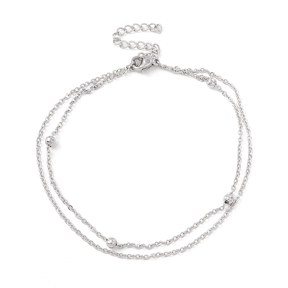 304 Stainless Steel Double Chains Multi-strand Anklet for Women