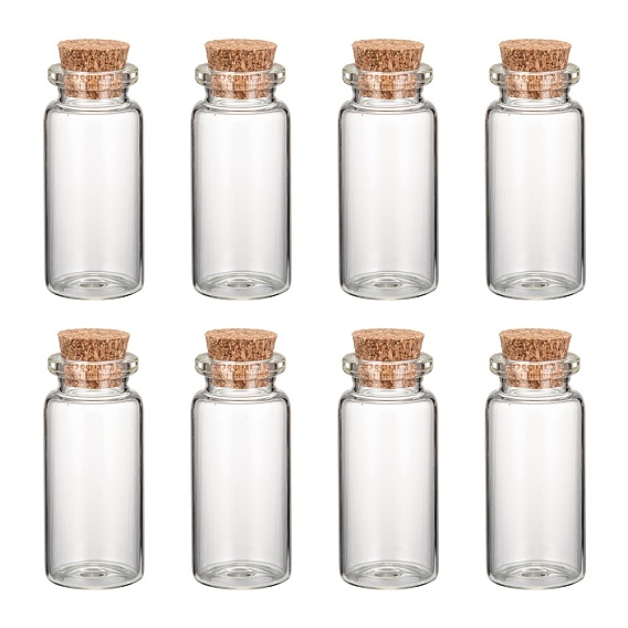 Glass Jar Bead Containers, with Cork Stopper, Wishing Bottle, Clear, 22x62mm