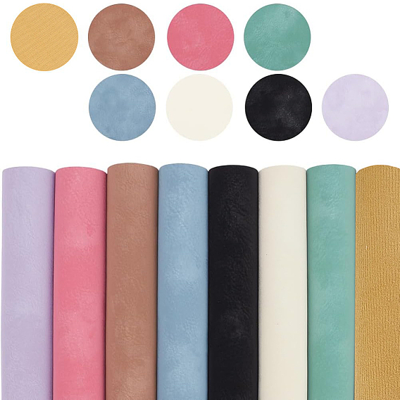 8Pcs 8 Colors Frosted PVC Imitation Leather Fabrics, DIY Craft Supplies
