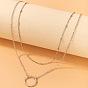 Minimalist Fashion Circle Geometric Multi-layer Cool-tone Women's Collarbone Necklace